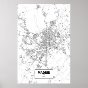 Madrid Spanien (svarten på vit) Poster