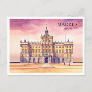 Madrid Spanien Vattenfärg Stadsvy Resekort Helg Vykort