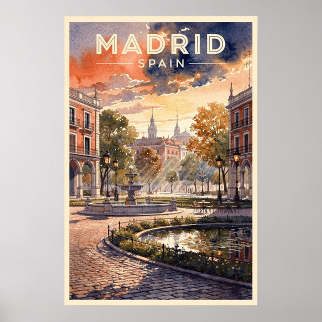 Madrid Spanien Vintage Resa Poster (Framsidan)