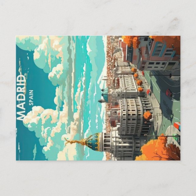 madrid spanien vintage reseaffisch vykort (Framsida)