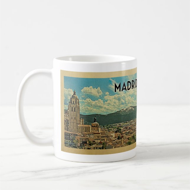 Madrid Spanien Vintage resor Kaffemugg (Vänster)