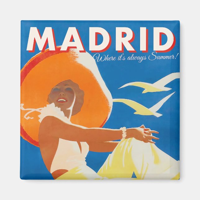 Madrid Spanien vintage resor Magnet (Framsidan)