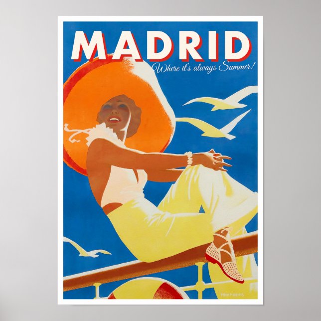 Madrid Spanien vintage resor poster (Framsidan)