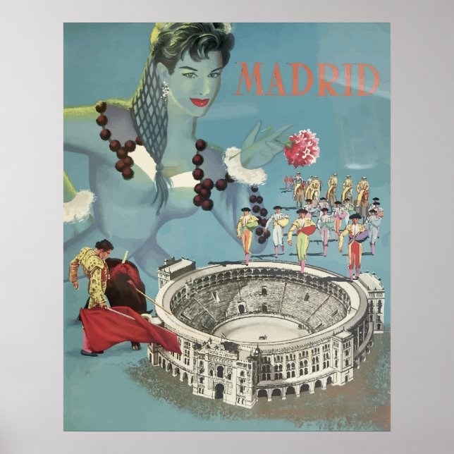Madrid, Spanien Vintage resor Poster (Framsidan)