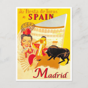 Madrid Spanien vintage resor Vykort