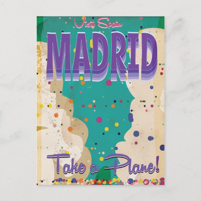 Madrid,Spanien Vintage semesteraffisch Vykort (Framsida)