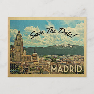 Madrid Spara Datum Spanien Meddelande Vykort
