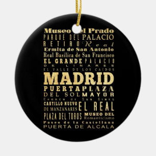 Madrid stad av Spanien typografikonst Julgransprydnad Keramik