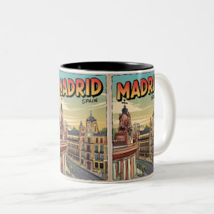 Madrid stad spanien vintage resminnen souvenirer, Två-Tonad mugg