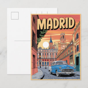 Madrid stad spanien, vintage-resor souvenirer, pre vykort
