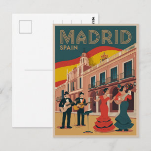 Madrid stad spanien vintage resor souvenirer, pres vykort