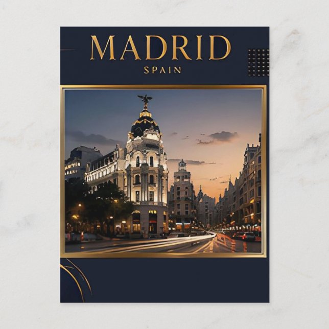 🏛️ Madrid Stadens Landmärken Resa Spanien 🇪🇸 Vykort (Framsida)