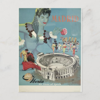 Madrid vintage resor vykort