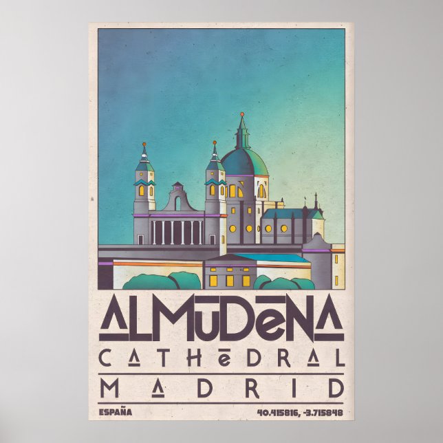 Madrid Wall Art Almudena Cathedral Silhouette Poster (Framsidan)