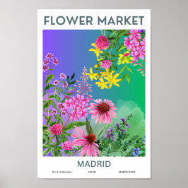 Madridfärgad blomstermarknad Poster