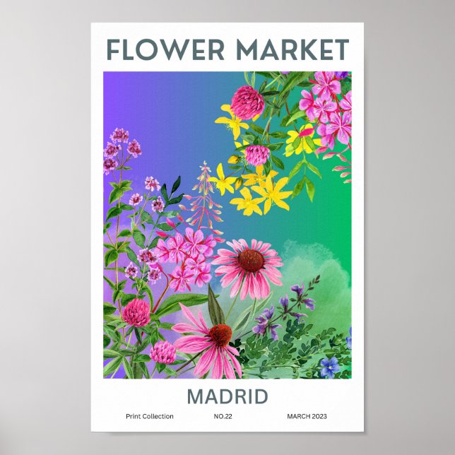 Madridfärgad blomstermarknad Poster (Framsidan)