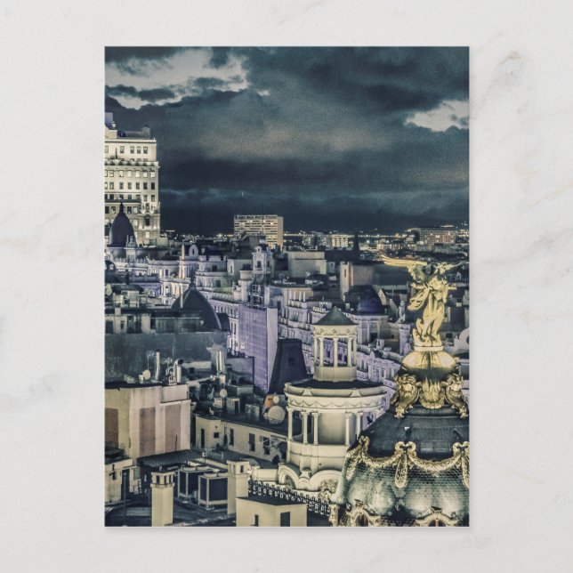 Madrids nattscenvy för cityscape vykort (Framsida)