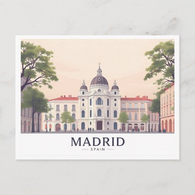 Madrids spanska Royal Palace Pastel Travel Design Vykort (Framsida)