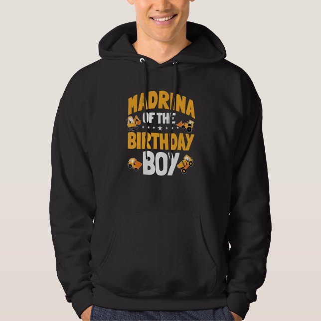 Madrina of the Birthday Boy Construction Worker Bd Hoodie (Framsida)