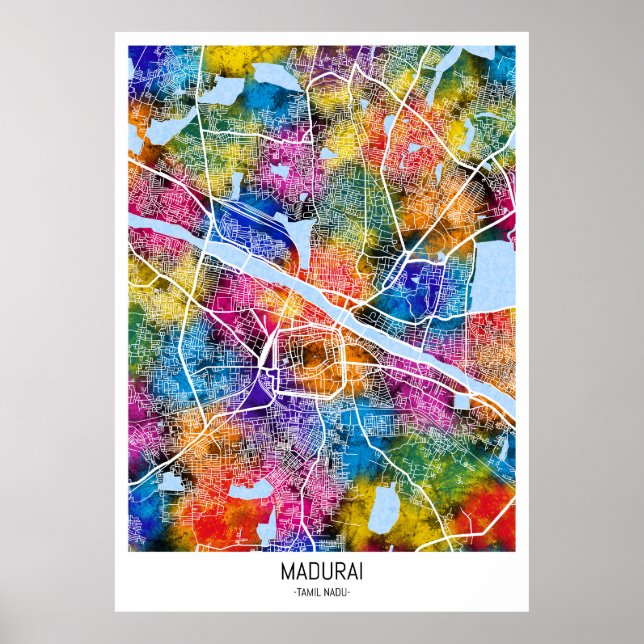 Madurai Tamil Nadu City Karta Poster (Framsidan)