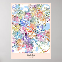 Madurai Tamil Nadu City Karta Poster