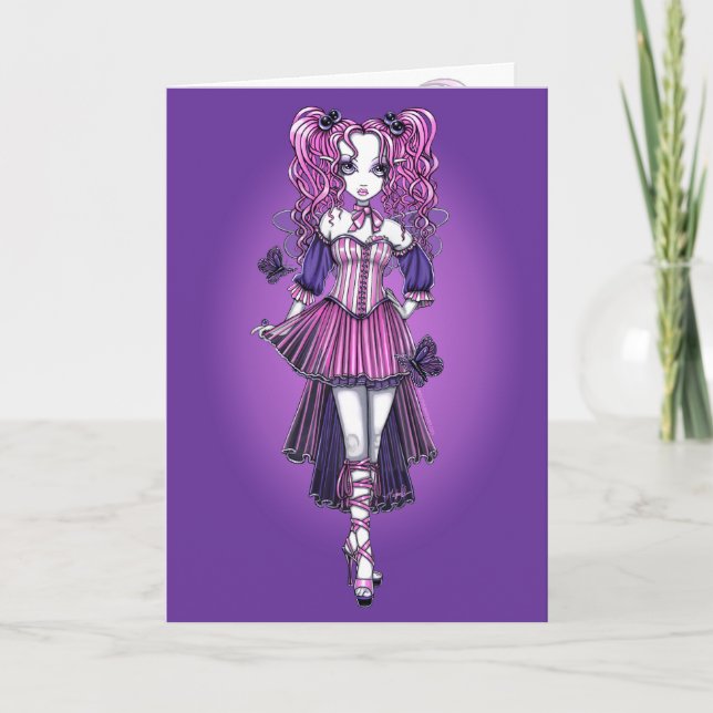 "Maegan" Rosa Valentine Fairy Art Card Helgkort (Framsida)