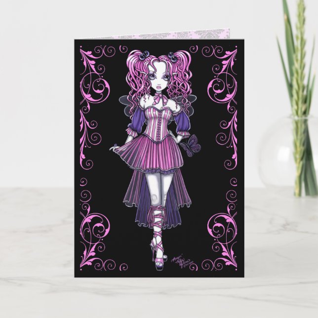 "Maegan" Rosa Valentine Fairy Art Card Helgkort (Framsida)