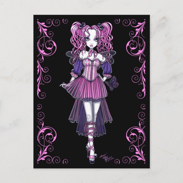 "Maegan" Rosa Valentine Fairy Art Postcard Helg Vykort (Framsida)