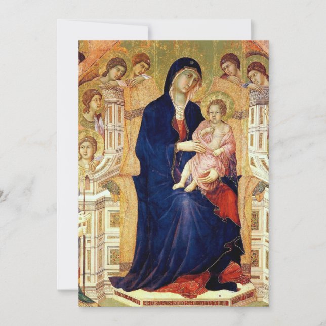 Maestà, detaljer om Madonna och Child på tron Inbjudningar (Framsida)