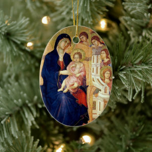 Maestà, detaljer om Madonna och Child på tron Julgransprydnad Keramik