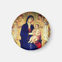 Maestà, detaljer om Madonna och Child på tron
