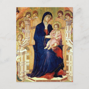 Maestà, detaljer om Madonna och Child på tron Vykort