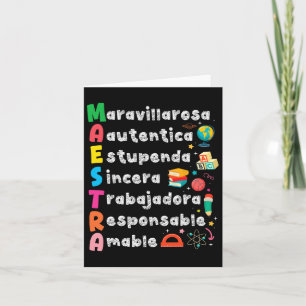 Maestra Acronym Spanska läraren Back to school Lat Kort