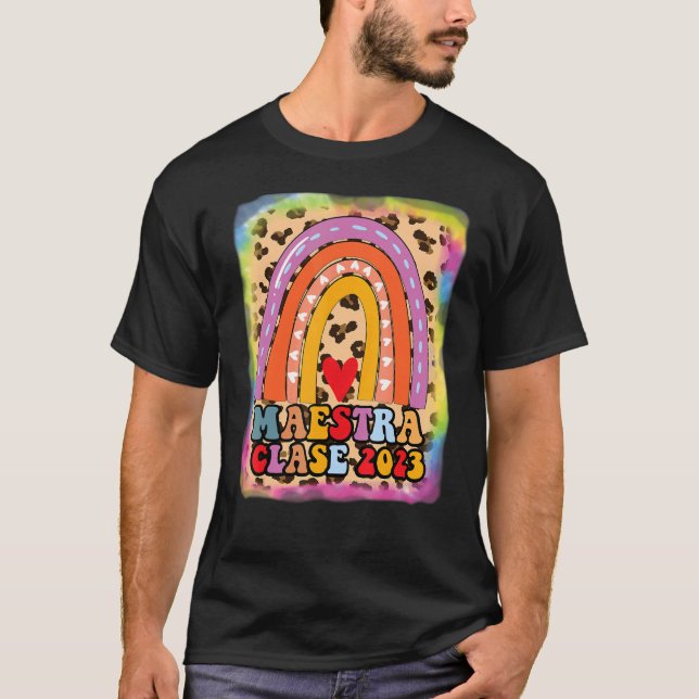 Maestra Clase 2023 Spanska läraren Boho Rainbow Le T Shirt (Framsida)