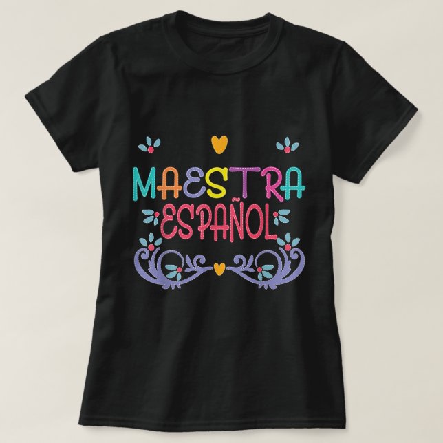 Maestra De Espanol Playera Cute Spanish Teacher  T Shirt (Design framsida)