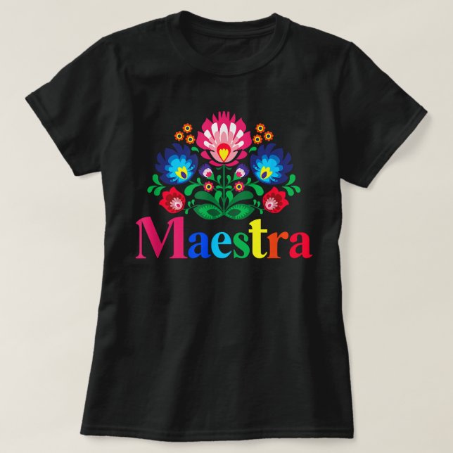 Maestra Proud Spain Teacher Bilingual Teacher T Shirt (Design framsida)