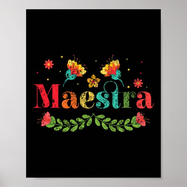 Maestra Spanish Teacher Multilingual Bilingual Tea Poster (Framsidan)