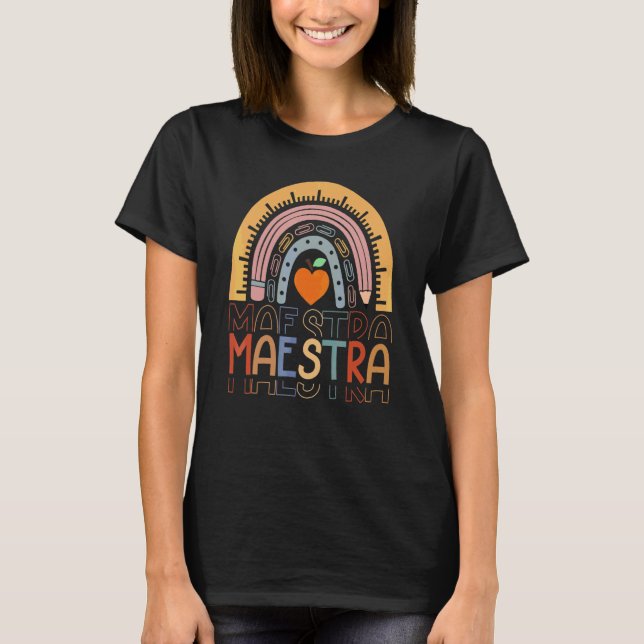 Maestra Tvåspråkig Leopard Regnbåge Regalos Spansk T Shirt (Framsida)