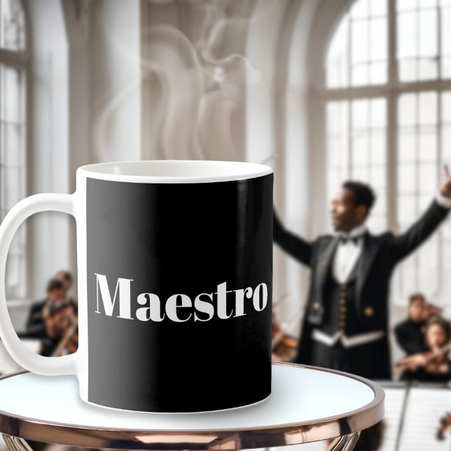 Maestro Conductor Pianist Musician Music Thmet Kaffemugg (A mug with 'Maestro' wording, for a musical director, conductor, composer or performer)