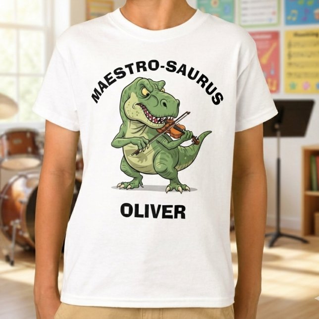 Maestro-Saurus Trex spelar fiol T Shirt (Skapare uppladdad)