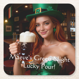 Maeve Emerald Tavern Glow St Patrick's Day Underlägg Papper Kvadrat