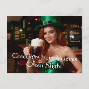 Maeve i smaragdgrön korsett irländsk pub St. Patri Vykort