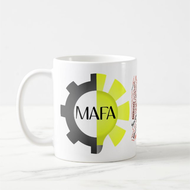 MAFA-logotyp och ordmolnmugg Kaffemugg (Vänster)