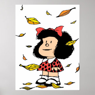 Mafalda höst löv Quino Tecknad argentino Poster