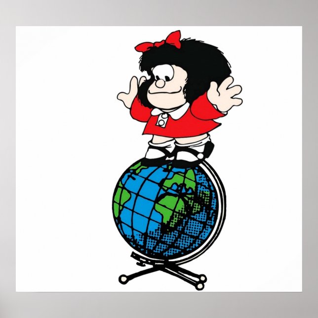 mafalda ovanför världen poster (Framsidan)