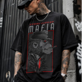 Mafia Monkey Smoking Cigar Graphic T-Shirt | Japan Hoodie