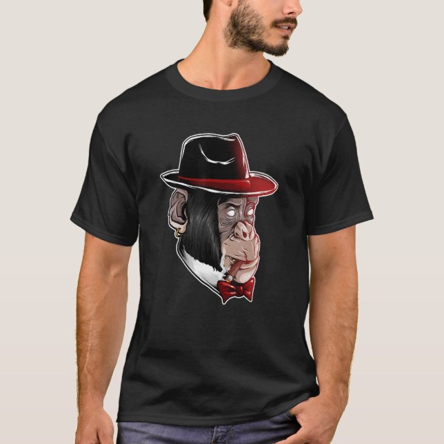 Mafia Stil Monkey Primate Gangster Monkey Animal T Shirt (Framsida)