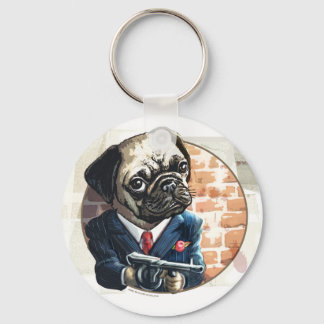 Mafioso Pugsy Beigel av Mudge Studios Nyckelring