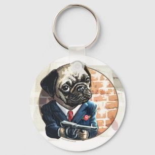 Mafioso Pugsy Beigel vid Mudge studior Nyckelring