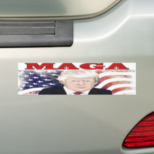 MAGA American Flagga Trump röd text Bildekal